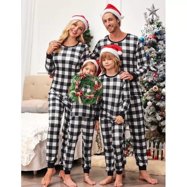 Ekouaer Christmas Pajamas for Family Matching Pjs Long Sleeve Plaid Sleepwear Holiday Xmas Loungewear with PocketsWomen Pattern10grey Plaid