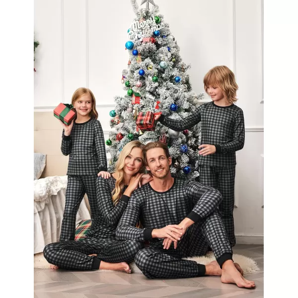 Ekouaer Christmas Pajamas for Family Matching Pjs Long Sleeve Plaid Sleepwear Holiday Xmas Loungewear with PocketsWomen Pattern3grey Plaid 2