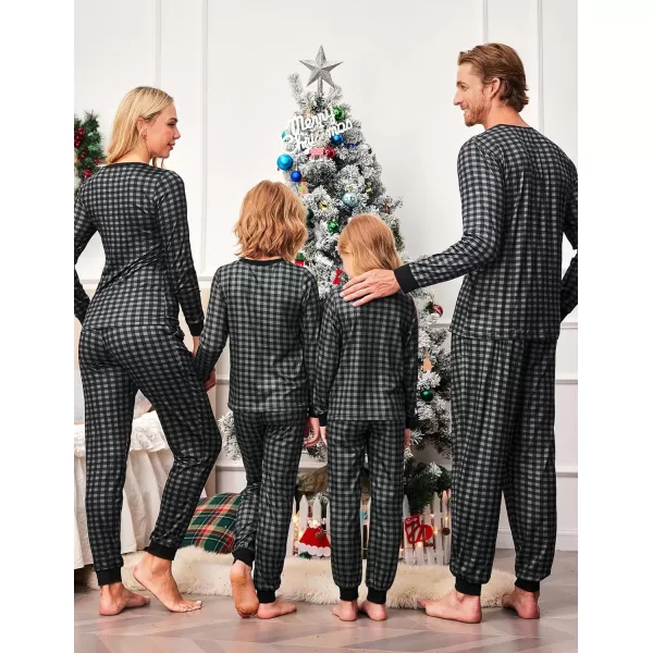 Ekouaer Christmas Pajamas for Family Matching Pjs Long Sleeve Plaid Sleepwear Holiday Xmas Loungewear with PocketsWomen Pattern3grey Plaid 2