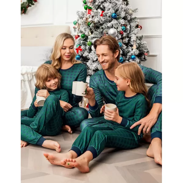 Ekouaer Christmas Pajamas for Family Matching Pjs Long Sleeve Plaid Sleepwear Holiday Xmas Loungewear with PocketsWomen Pattern4blue Green Plaid