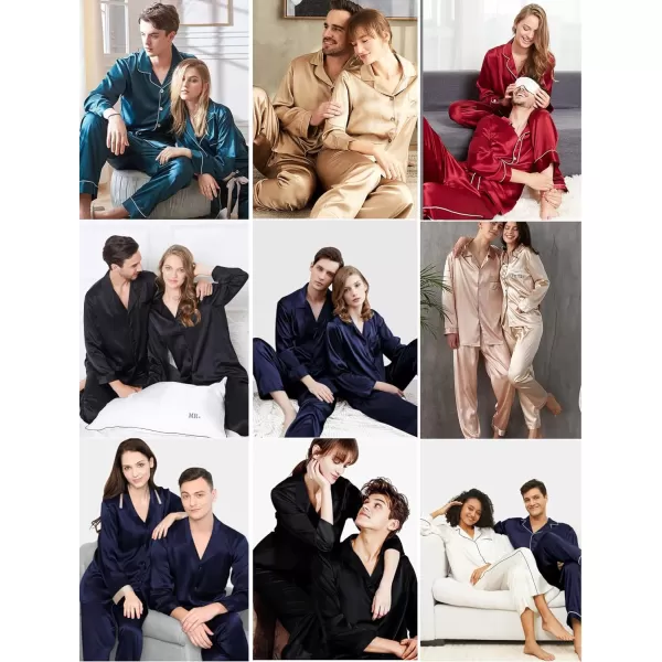 Ekouaer Classic Satin Pajamas for Women Long Sleeve Button Down Sleepwear Soft Silk Loungewear Pjs Set SXXLChampagne