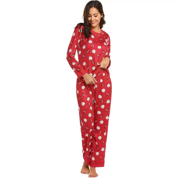 Ekouaer Couples Matching Chritsmas Pajamas Holiday PJ Set Men and Women Sleepwear Long Sleeve Jammies Print Tops and PantsApat3