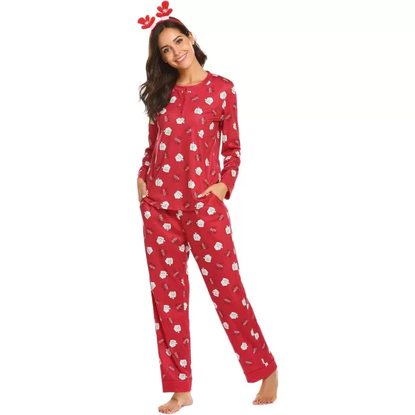 Ekouaer Couples Matching Chritsmas Pajamas Holiday PJ Set Men and Women Sleepwear Long Sleeve Jammies Print Tops and PantsApat3