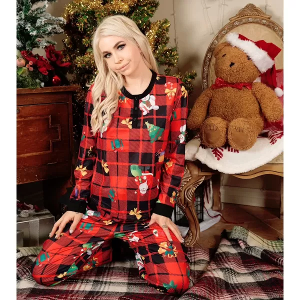 Ekouaer Couples Matching Chritsmas Pajamas Holiday PJ Set Men and Women Sleepwear Long Sleeve Jammies Print Tops and PantsApat7