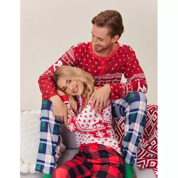 Ekouaer Couples Matching Chritsmas Pajamas Holiday PJ Set Men and Women Sleepwear Long Sleeve Jammies Print Tops and PantsPat1man