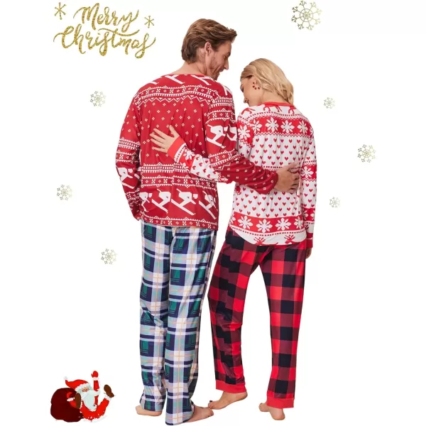 Ekouaer Couples Matching Chritsmas Pajamas Holiday PJ Set Men and Women Sleepwear Long Sleeve Jammies Print Tops and PantsPat1man