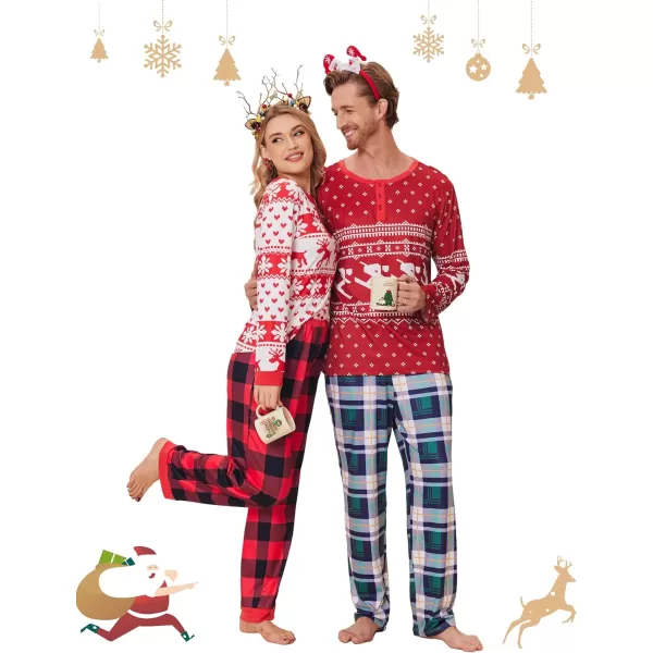 Ekouaer Couples Matching Chritsmas Pajamas Holiday PJ Set Men and Women Sleepwear Long Sleeve Jammies Print Tops and PantsPat1man