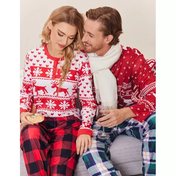 Ekouaer Couples Matching Chritsmas Pajamas Holiday PJ Set Men and Women Sleepwear Long Sleeve Jammies Print Tops and PantsPat1man