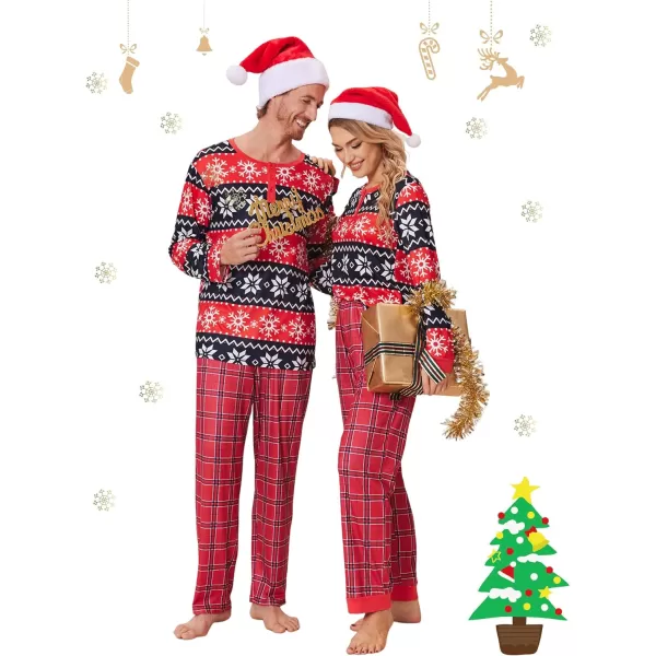 Ekouaer Couples Matching Chritsmas Pajamas Holiday PJ Set Men and Women Sleepwear Long Sleeve Jammies Print Tops and PantsPat2man