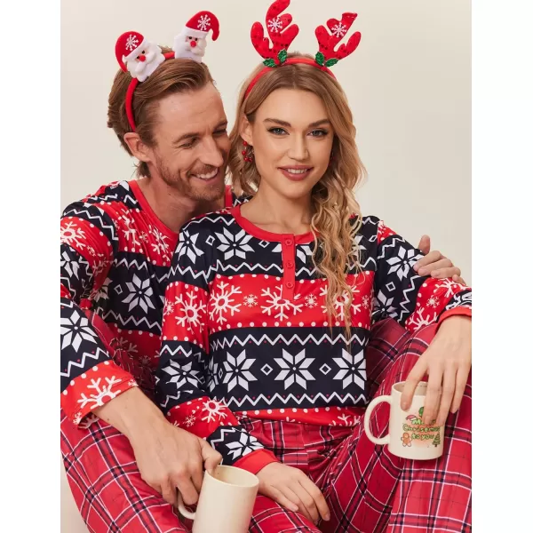 Ekouaer Couples Matching Chritsmas Pajamas Holiday PJ Set Men and Women Sleepwear Long Sleeve Jammies Print Tops and PantsPat2man