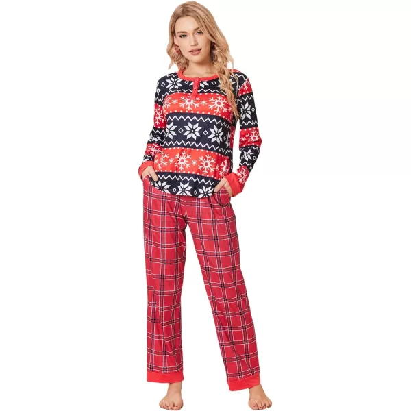 Ekouaer Couples Matching Chritsmas Pajamas Holiday PJ Set Men and Women Sleepwear Long Sleeve Jammies Print Tops and PantsPat2woman