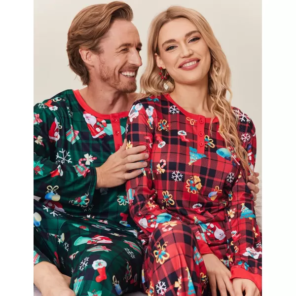 Ekouaer Couples Matching Chritsmas Pajamas Holiday PJ Set Men and Women Sleepwear Long Sleeve Jammies Print Tops and PantsPat4woman