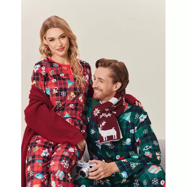 Ekouaer Couples Matching Chritsmas Pajamas Holiday PJ Set Men and Women Sleepwear Long Sleeve Jammies Print Tops and PantsPat4woman