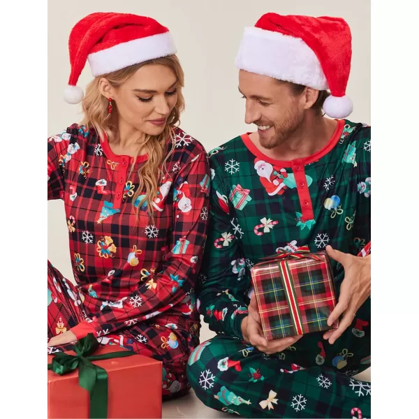 Ekouaer Couples Matching Chritsmas Pajamas Holiday PJ Set Men and Women Sleepwear Long Sleeve Jammies Print Tops and PantsPat4woman