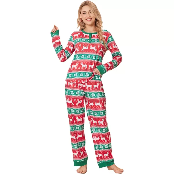 Ekouaer Couples Matching Chritsmas Pajamas Holiday PJ Set Men and Women Sleepwear Long Sleeve Jammies Print Tops and PantsPat5woman