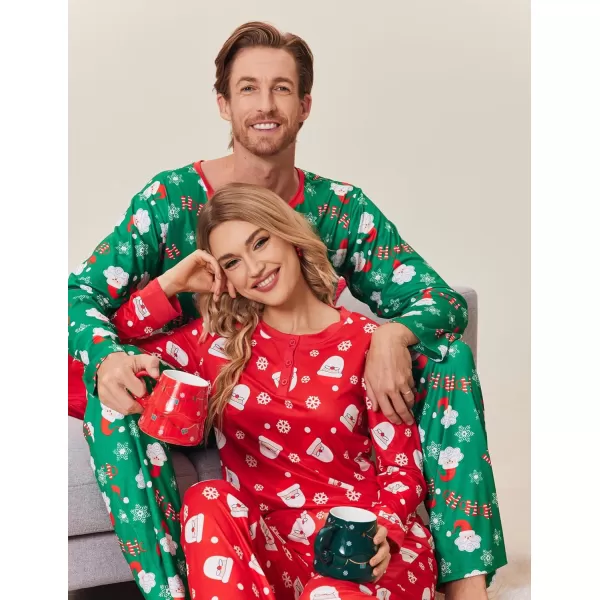 Ekouaer Couples Matching Chritsmas Pajamas Holiday PJ Set Men and Women Sleepwear Long Sleeve Jammies Print Tops and PantsPat6woman