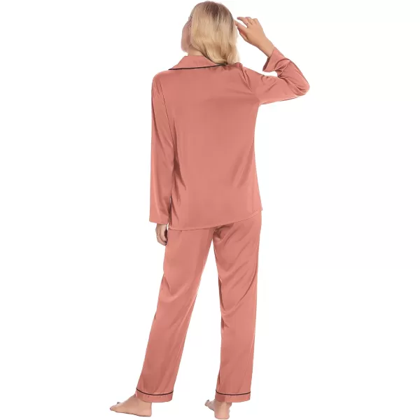 Ekouaer Couples Matching Pajamas Silk Long Sleeve Sleepwear Satin Soft Button Down Loungewear Pjs Set SXXLWomen Rose Golden