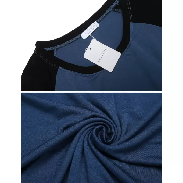 Ekouaer Double Layers LaborDeliveryNursing Maternity Pajamas Capri Set Baseball ShirtAdjustable SizeAnavy