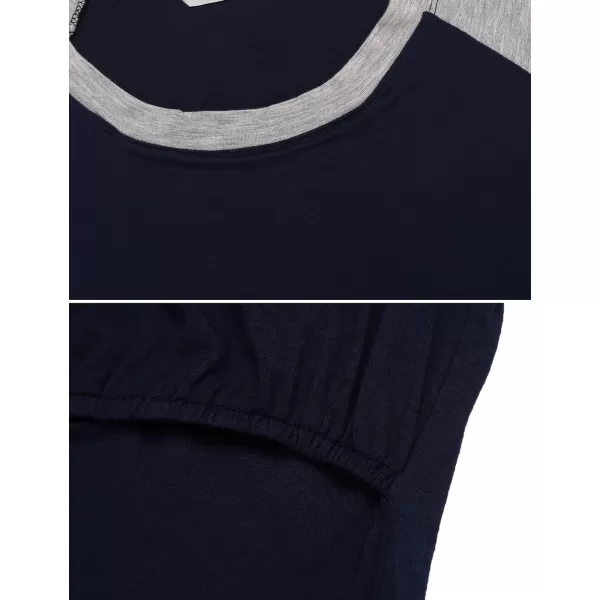 Ekouaer Double Layers LaborDeliveryNursing Maternity Pajamas Capri Set Baseball ShirtAdjustable SizeAnavy Light Grey