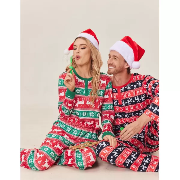 Ekouaer Family Matching Christmas Pajamas Holiday PJ Set Men and Women Sleepwear Long Sleeve Jammies Print Tops and PantsPat5woman
