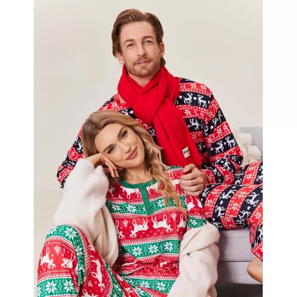 Ekouaer Family Matching Christmas Pajamas Holiday PJ Set Men and Women Sleepwear Long Sleeve Jammies Print Tops and PantsPat5woman