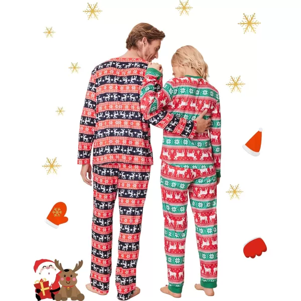 Ekouaer Family Matching Christmas Pajamas Holiday PJ Set Men and Women Sleepwear Long Sleeve Jammies Print Tops and PantsPat5woman