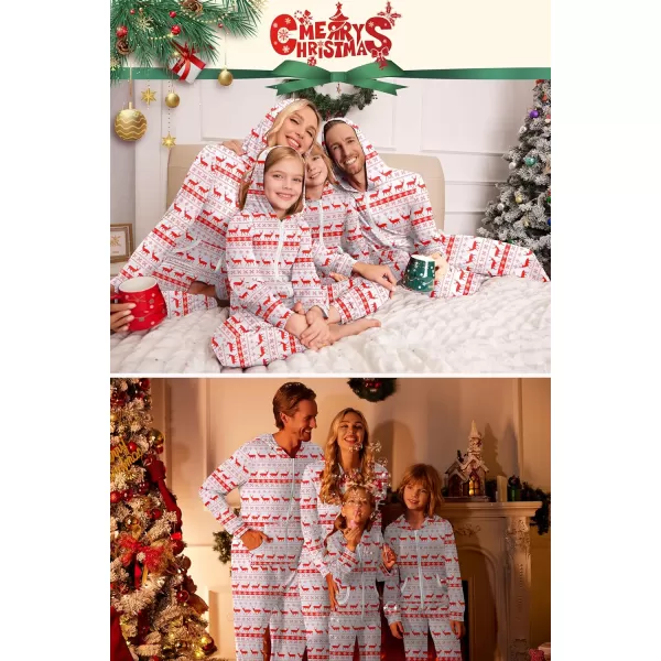 Ekouaer Family Matching Hoodie Onesies Zipper Christmas Jumpsuit 2023 Winter Fashion One Piece PajamasKids Familychristmasred Deer