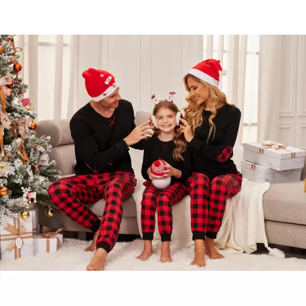 Ekouaer Family Matching Pajamas Christmas Sleepwear Soft Loungewear Pjs Set With PocketsKids Black