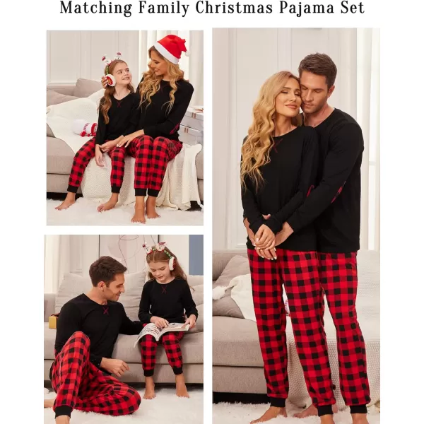 Ekouaer Family Matching Pajamas Christmas Sleepwear Soft Loungewear Pjs Set With PocketsKids Black