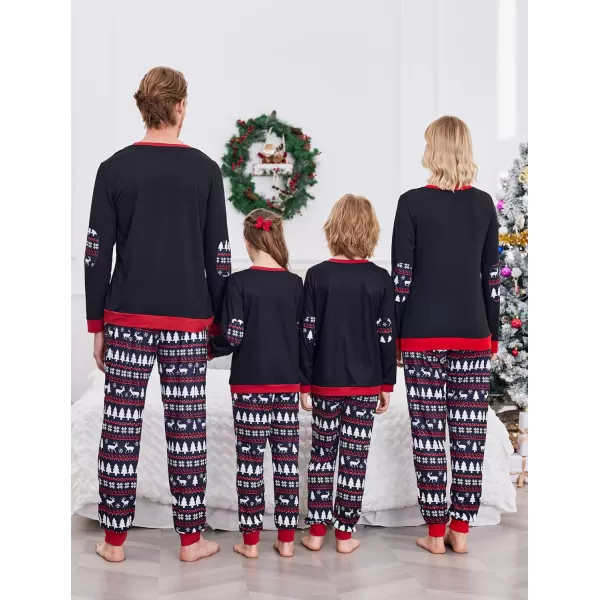 Ekouaer Family Matching Pajamas Christmas Sleepwear Soft Loungewear Pjs Set With PocketsKids Black Christmas Tree