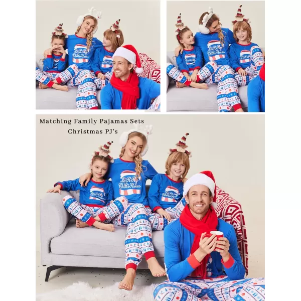 Ekouaer Family Matching Pajamas Christmas Sleepwear Soft Loungewear Pjs Set With PocketsKids Bluegift