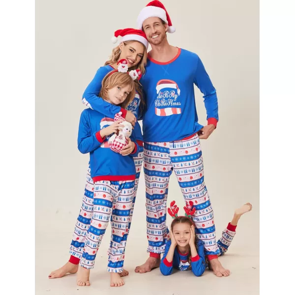 Ekouaer Family Matching Pajamas Christmas Sleepwear Soft Loungewear Pjs Set With PocketsKids Bluegift