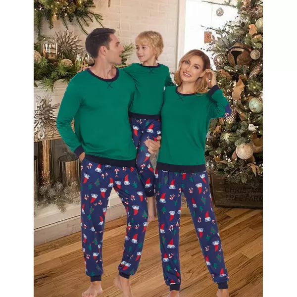 Ekouaer Family Matching Pajamas Christmas Sleepwear Soft Loungewear Pjs Set With PocketsKids Green