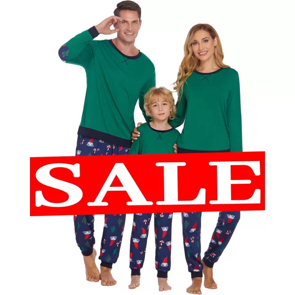 Ekouaer Family Matching Pajamas Christmas Sleepwear Soft Loungewear Pjs Set With PocketsKids Green