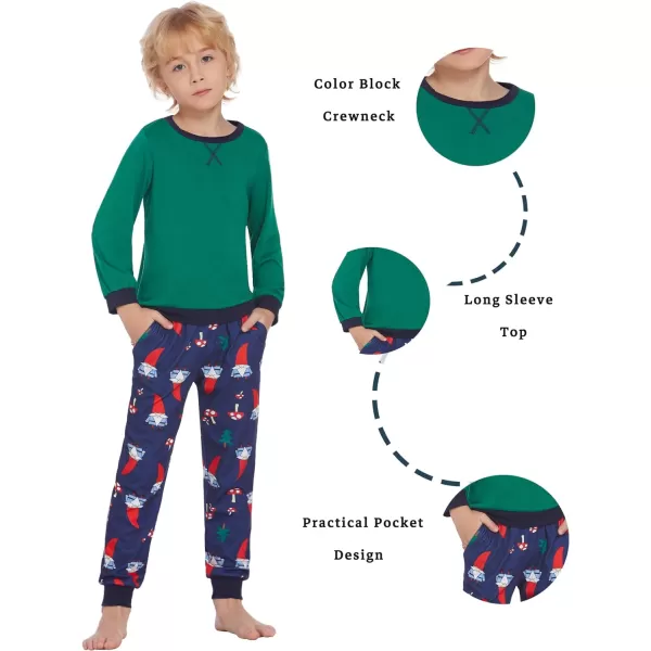 Ekouaer Family Matching Pajamas Christmas Sleepwear Soft Loungewear Pjs Set With PocketsKids Green