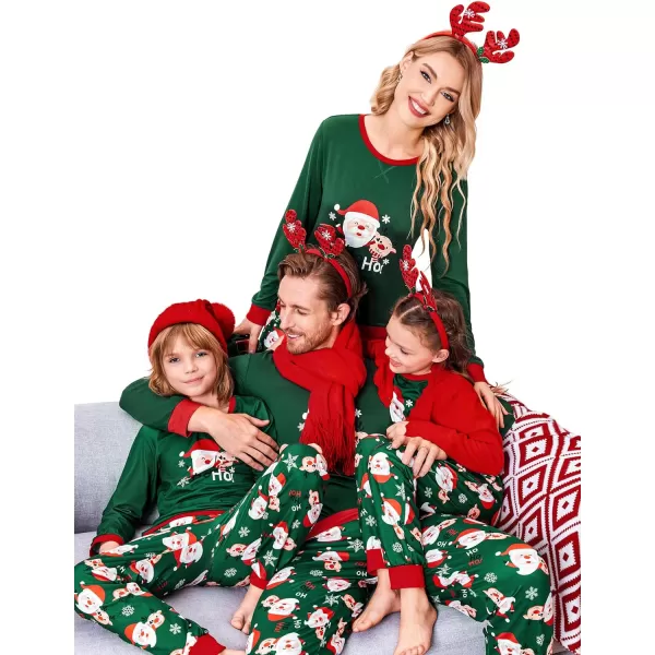 Ekouaer Family Matching Pajamas Christmas Sleepwear Soft Loungewear Pjs Set With PocketsKids Green Snowmen