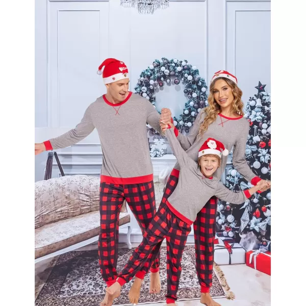 Ekouaer Family Matching Pajamas Christmas Sleepwear Soft Loungewear Pjs Set With PocketsKids Grey