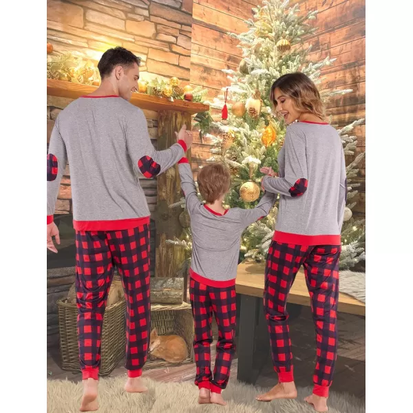 Ekouaer Family Matching Pajamas Christmas Sleepwear Soft Loungewear Pjs Set With PocketsKids Grey