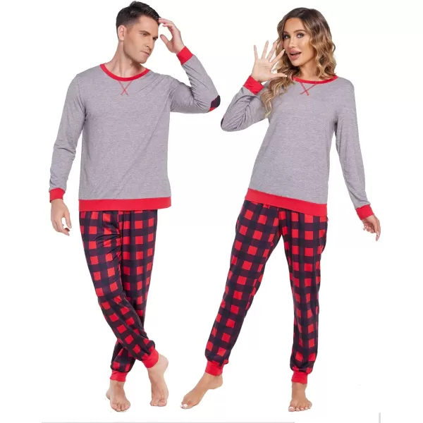 Ekouaer Family Matching Pajamas Christmas Sleepwear Soft Loungewear Pjs Set With PocketsKids Grey