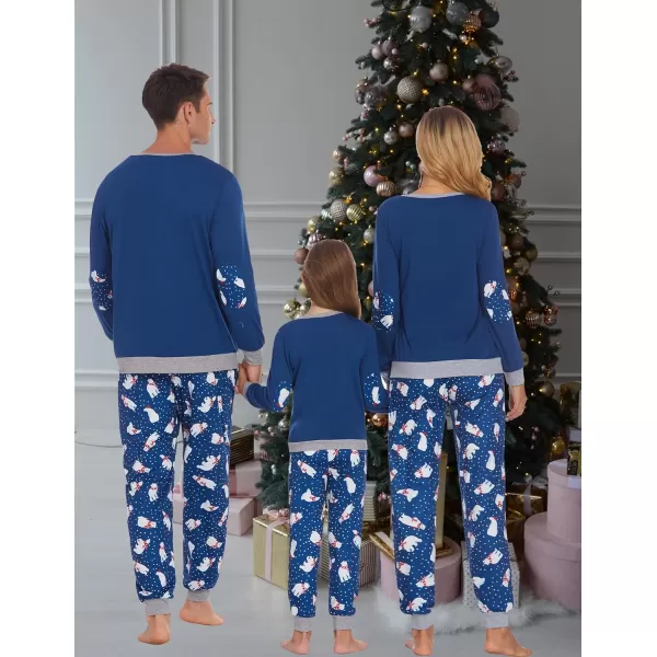 Ekouaer Family Matching Pajamas Christmas Sleepwear Soft Loungewear Pjs Set With PocketsKids Navy