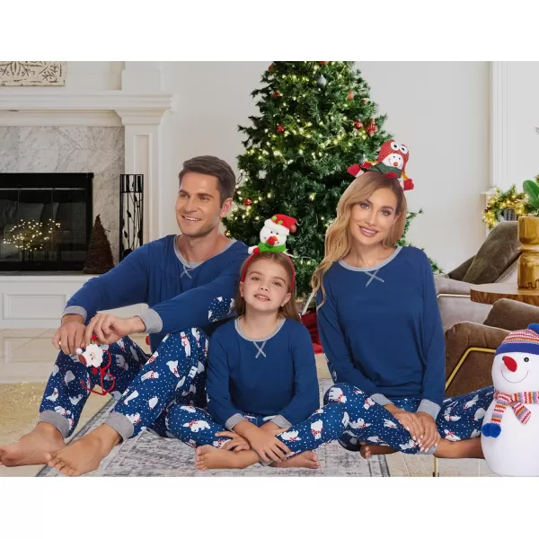 Ekouaer Family Matching Pajamas Christmas Sleepwear Soft Loungewear Pjs Set With PocketsKids Navy