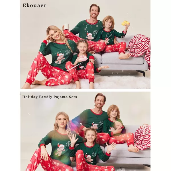 Ekouaer Family Matching Pajamas Christmas Sleepwear Soft Loungewear Pjs Set With PocketsKids Pattern