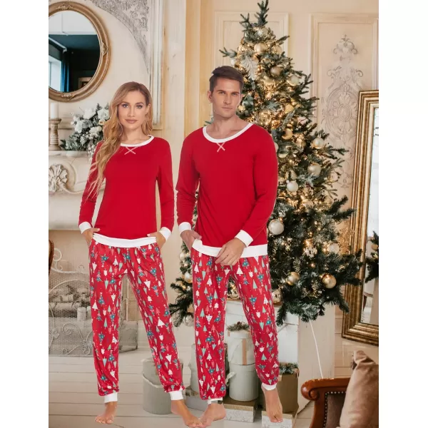 Ekouaer Family Matching Pajamas Christmas Sleepwear Soft Loungewear Pjs Set With PocketsKids Red