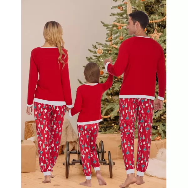 Ekouaer Family Matching Pajamas Christmas Sleepwear Soft Loungewear Pjs Set With PocketsKids Red