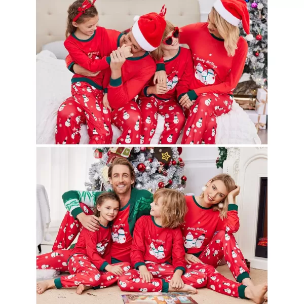 Ekouaer Family Matching Pajamas Christmas Sleepwear Soft Loungewear Pjs Set With PocketsKids Red Snowman