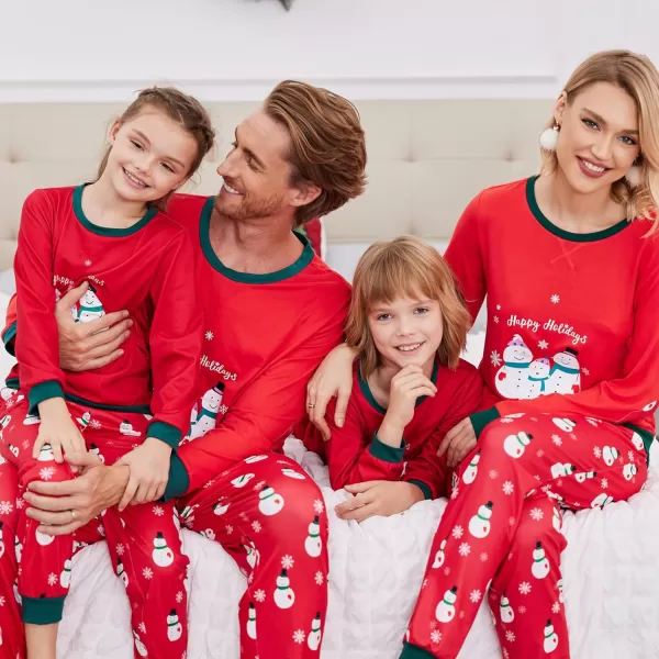 Ekouaer Family Matching Pajamas Christmas Sleepwear Soft Loungewear Pjs Set With PocketsKids Red Snowman