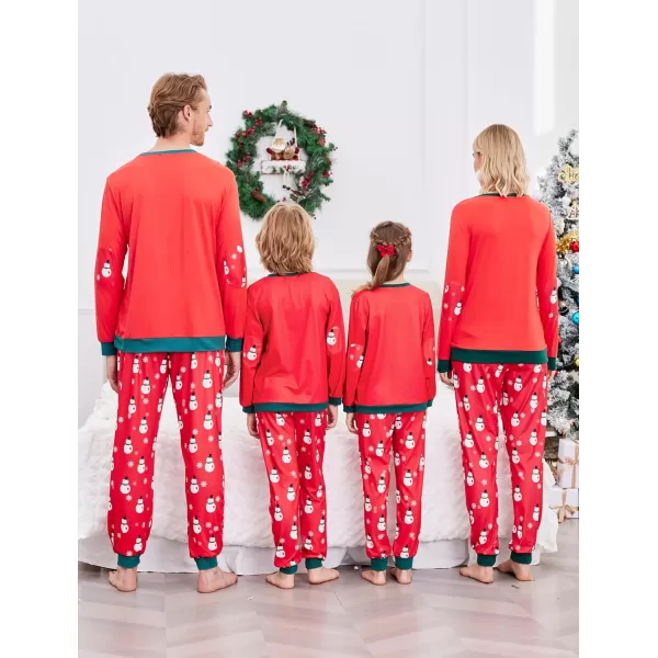 Ekouaer Family Matching Pajamas Christmas Sleepwear Soft Loungewear Pjs Set With PocketsKids Red Snowman