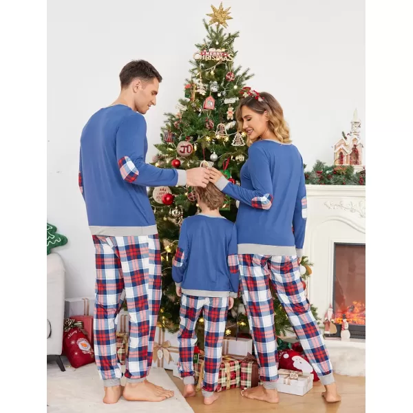 Ekouaer Family Matching Pajamas Christmas Sleepwear Soft Loungewear Pjs Set With PocketsMen Dark Blue