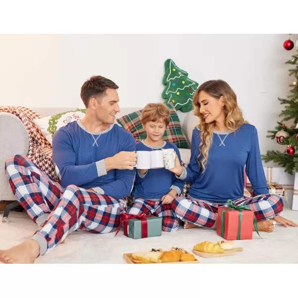 Ekouaer Family Matching Pajamas Christmas Sleepwear Soft Loungewear Pjs Set With PocketsMen Dark Blue