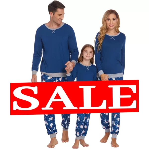 Ekouaer Family Matching Pajamas Christmas Sleepwear Soft Loungewear Pjs Set With PocketsMen Navy